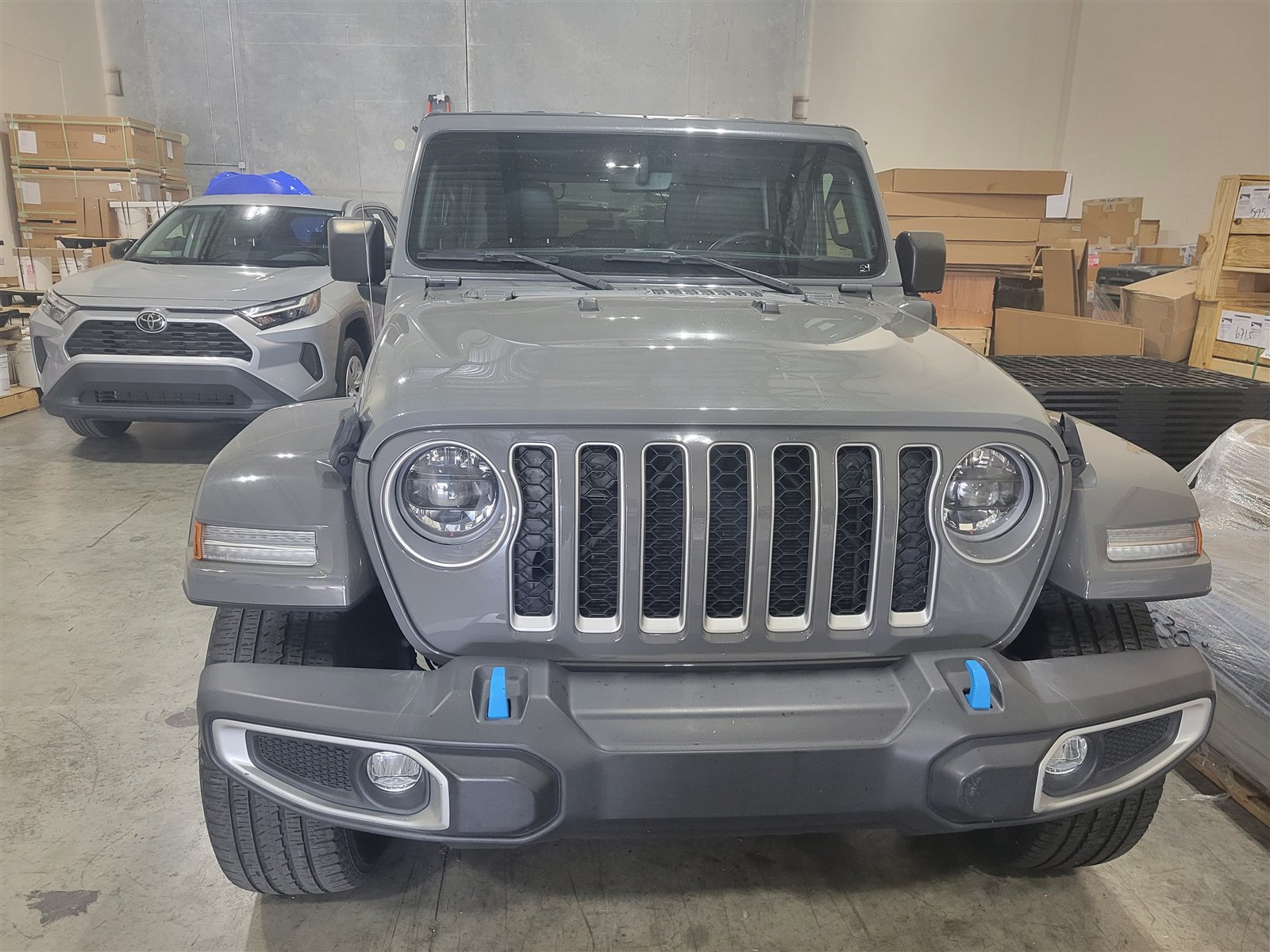 Vehicles received at a warehouse before international shipment